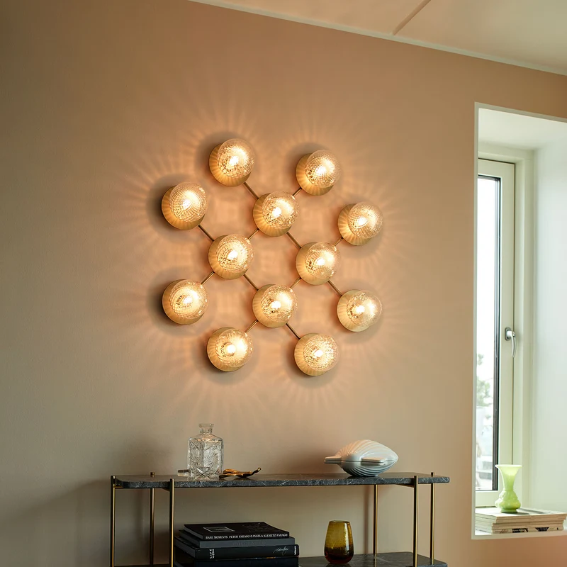 LIILA 12 Wall - Applique murale en verre soufflé et acier doré, style Art déco