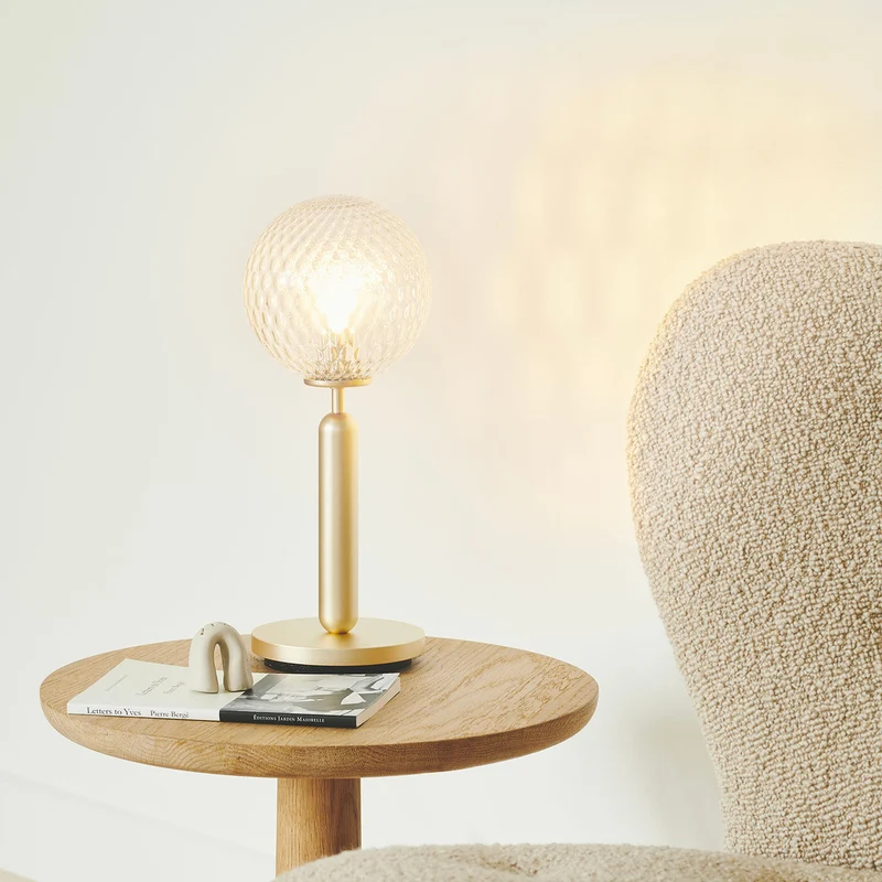MIIRA Optic Table - Lampe à poser en verre optique et acier, style Art déco