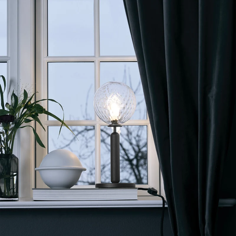 MIIRA Optic Table - Lampe à poser en verre optique et acier, style Art déco