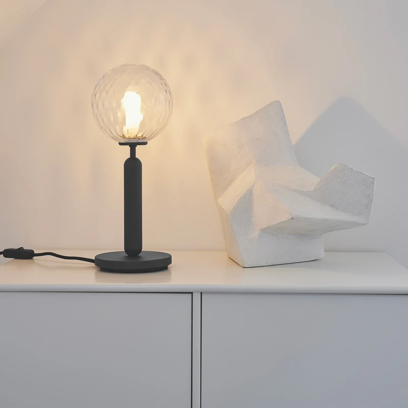 MIIRA Optic Table - Lampe à poser en verre optique et acier, style Art déco