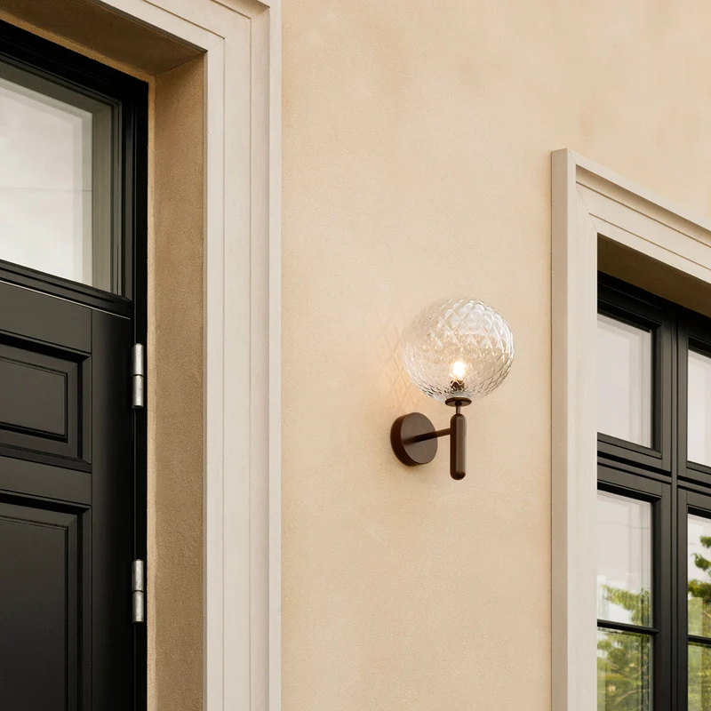 MIIRA Optic Wall Outdoor - Applique murale en verre optique et acier, style Art déco