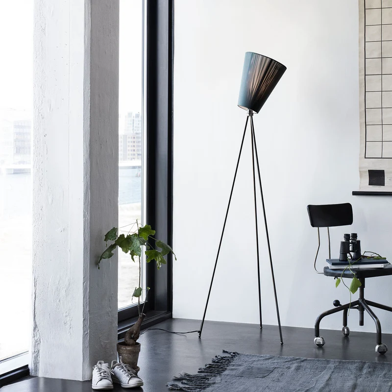 OSLO WOOD - Lampadaire en aluminium et textile, style vintage