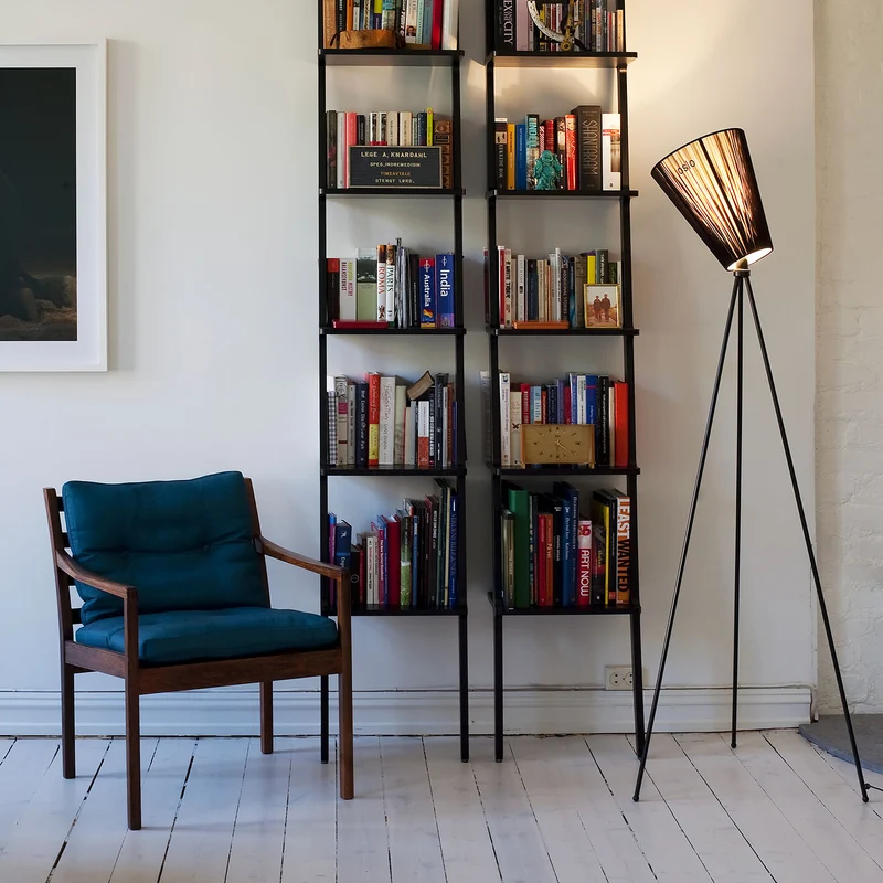 OSLO WOOD - Lampadaire en aluminium et textile, style vintage