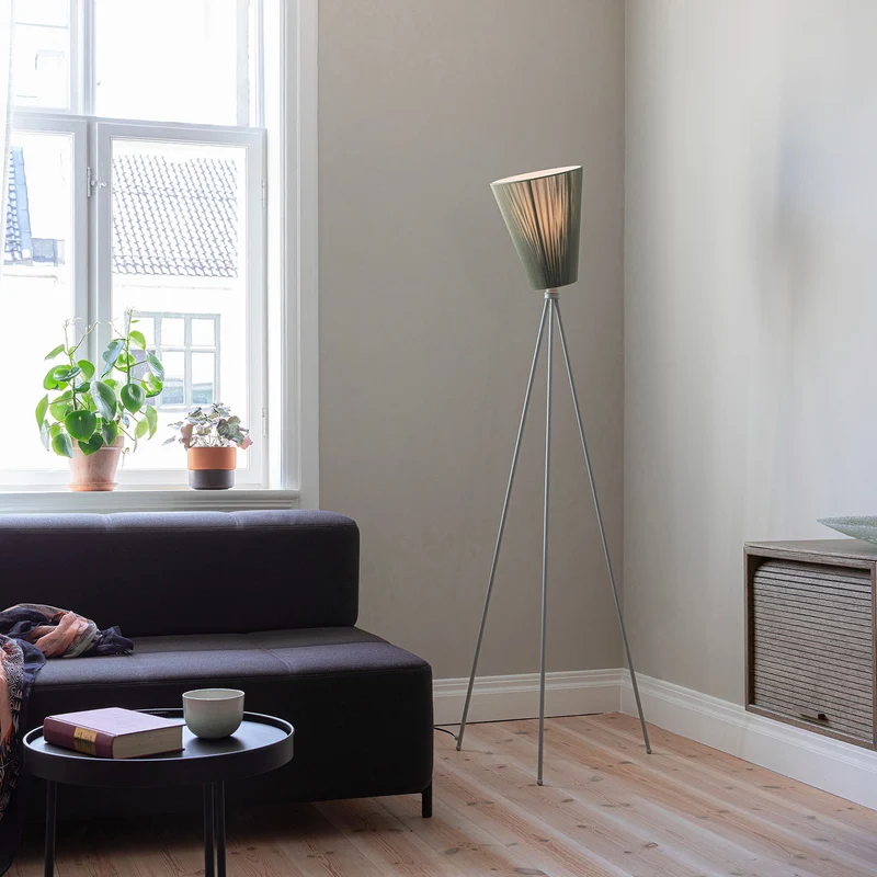 OSLO WOOD - Lampadaire en aluminium et textile, style vintage