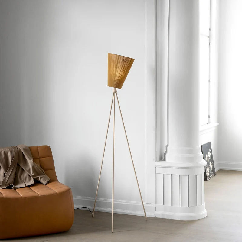OSLO WOOD - Lampadaire en aluminium et textile, style vintage