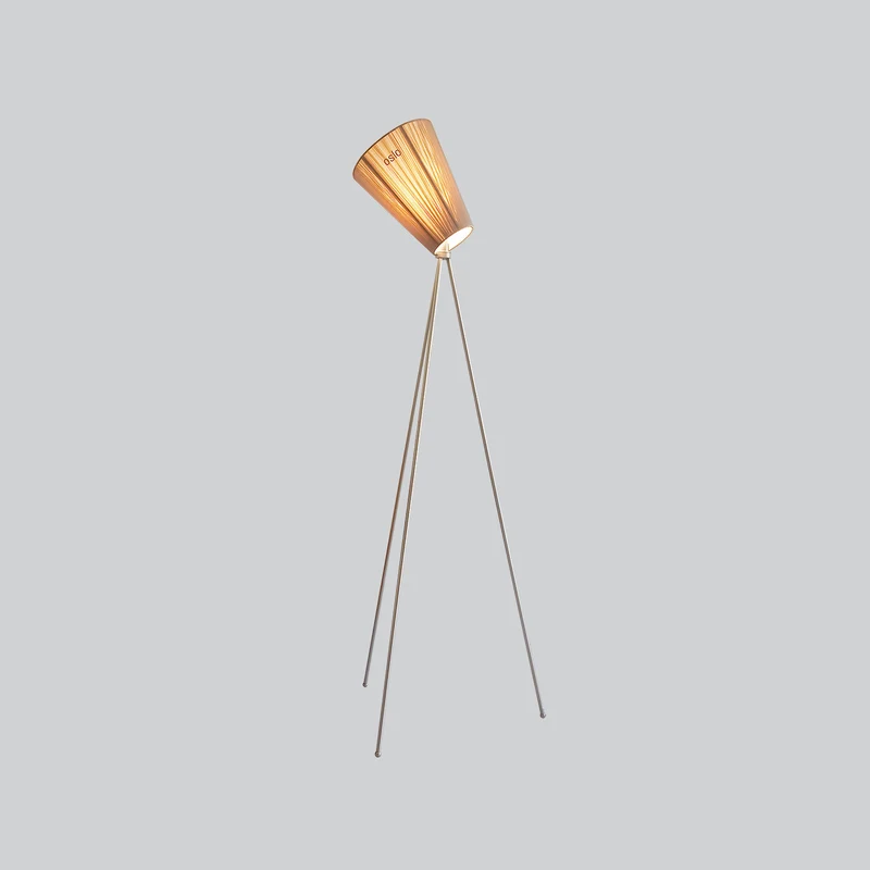 OSLO WOOD - Lampadaire en aluminium et textile, style vintage