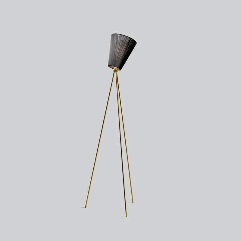 OSLO WOOD - Lampadaire en aluminium et textile, style vintage