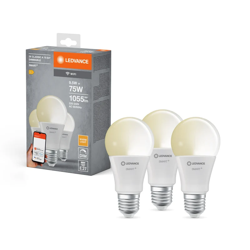 LEDVANCE SMART+ WIFI LED-Lampada, bianca, 9,5W, 1055lm, confezione da 3