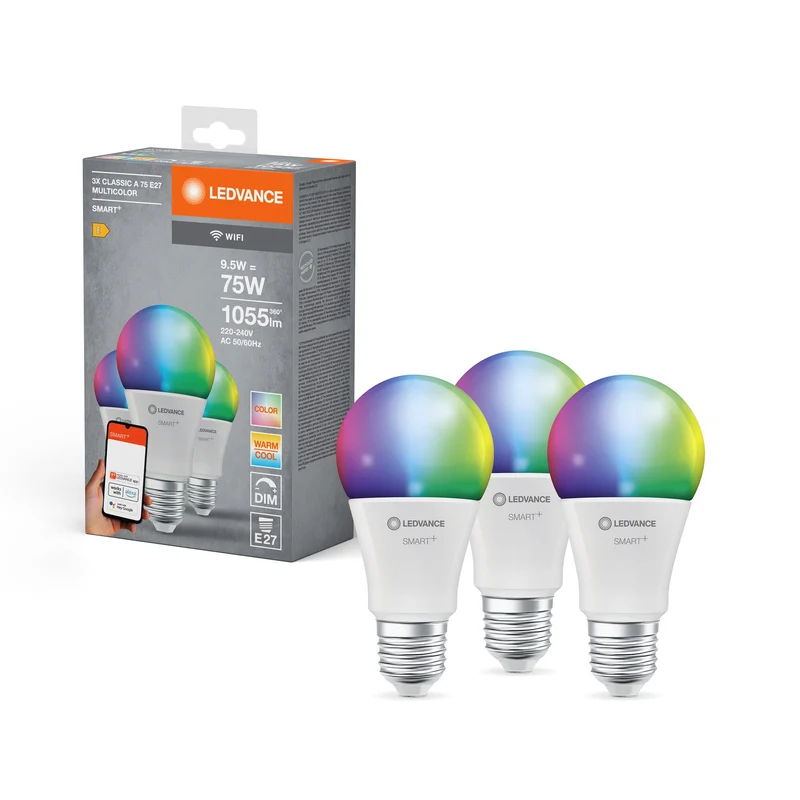 LEDVANCE SMART+ WIFI LED-Lampada, bianca, 9,5W, 1055lm, confezione da 3