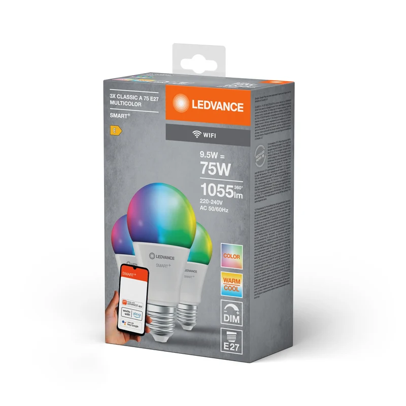 LEDVANCE SMART+ WIFI LED-Lampada, bianca, 9,5W, 1055lm, confezione da 3