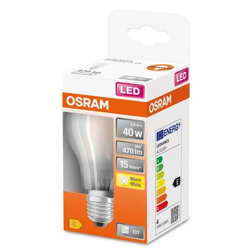 OSRAM LED Retrofit Classic A LED Lampada opaca (ex 40W) 4W / 2700K Bianco caldo E27